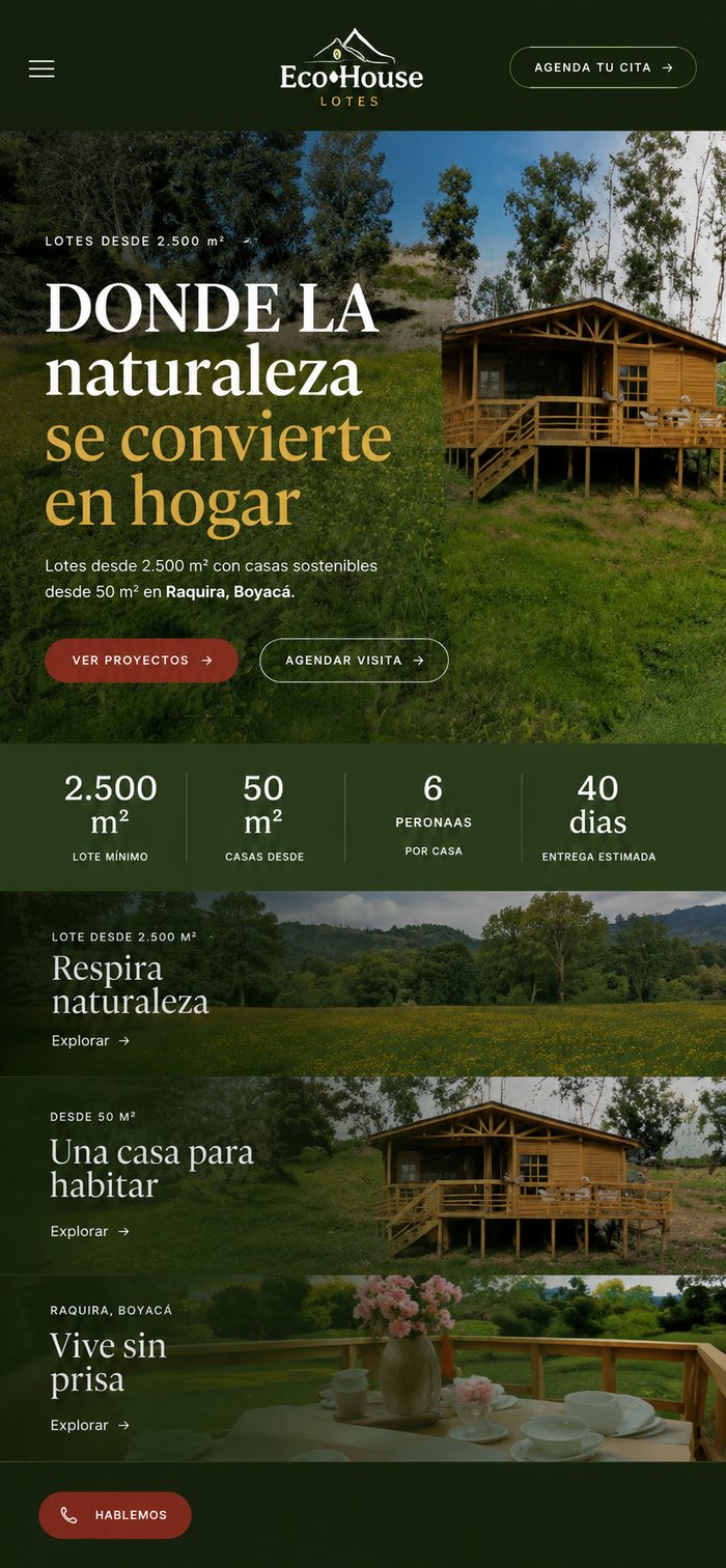 Diseño web para EcoHouse, construcción sostenible — proyecto de VH Studio